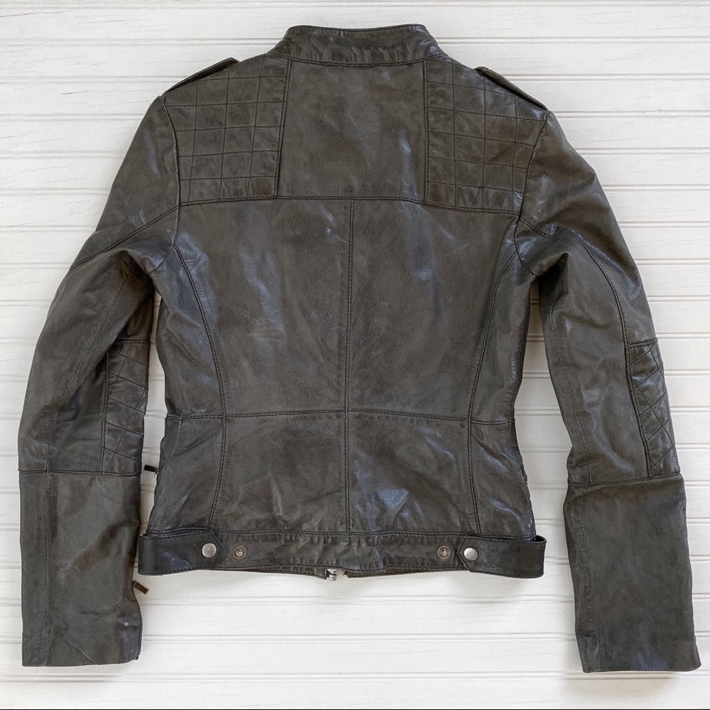 Whet Blu Quilted Panel Leather Jacket Gray XS - Picture 3 of 7